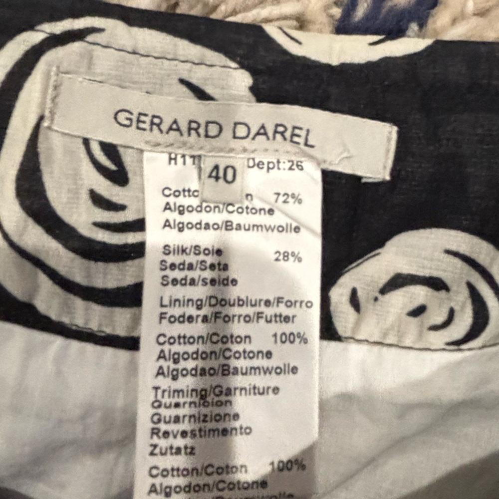Gerard Darel Black Skirt with White Swirl Print with tie belt size 40/8 - Picture 2 of 8